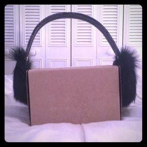 Brand new Amica Leather Earmuffs with Black Fur